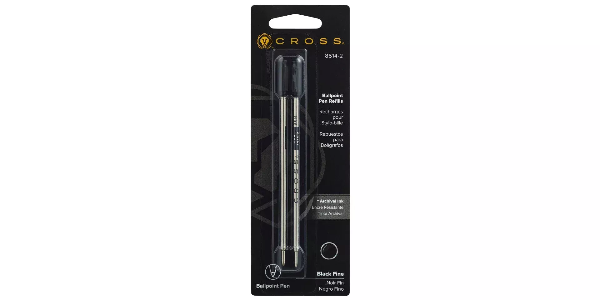 Cross Ballpoint Refill 8514-2 Black Fine 2pk