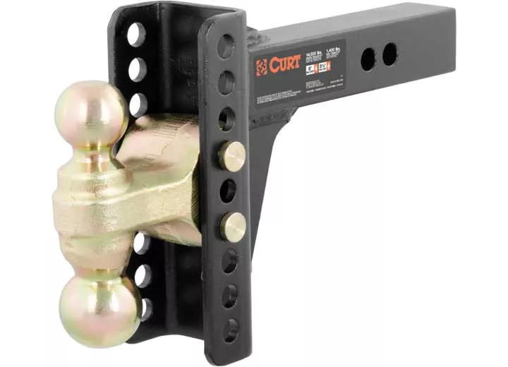 Curt Adjustable Channel Mount w/ Dual Ball, 2" Shank, 14K LBS, 6" Drop• 45900