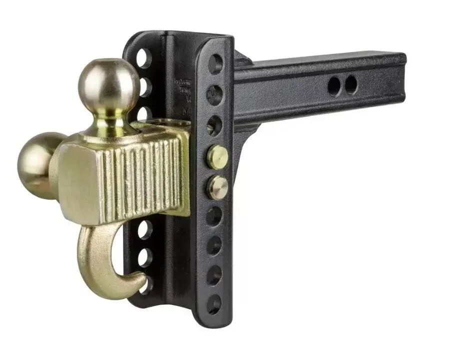 Curt Adjustable Channel Mount w/ Hook & Step Dual Ball, 2" Shank, 6" Drop, 14K• 45904