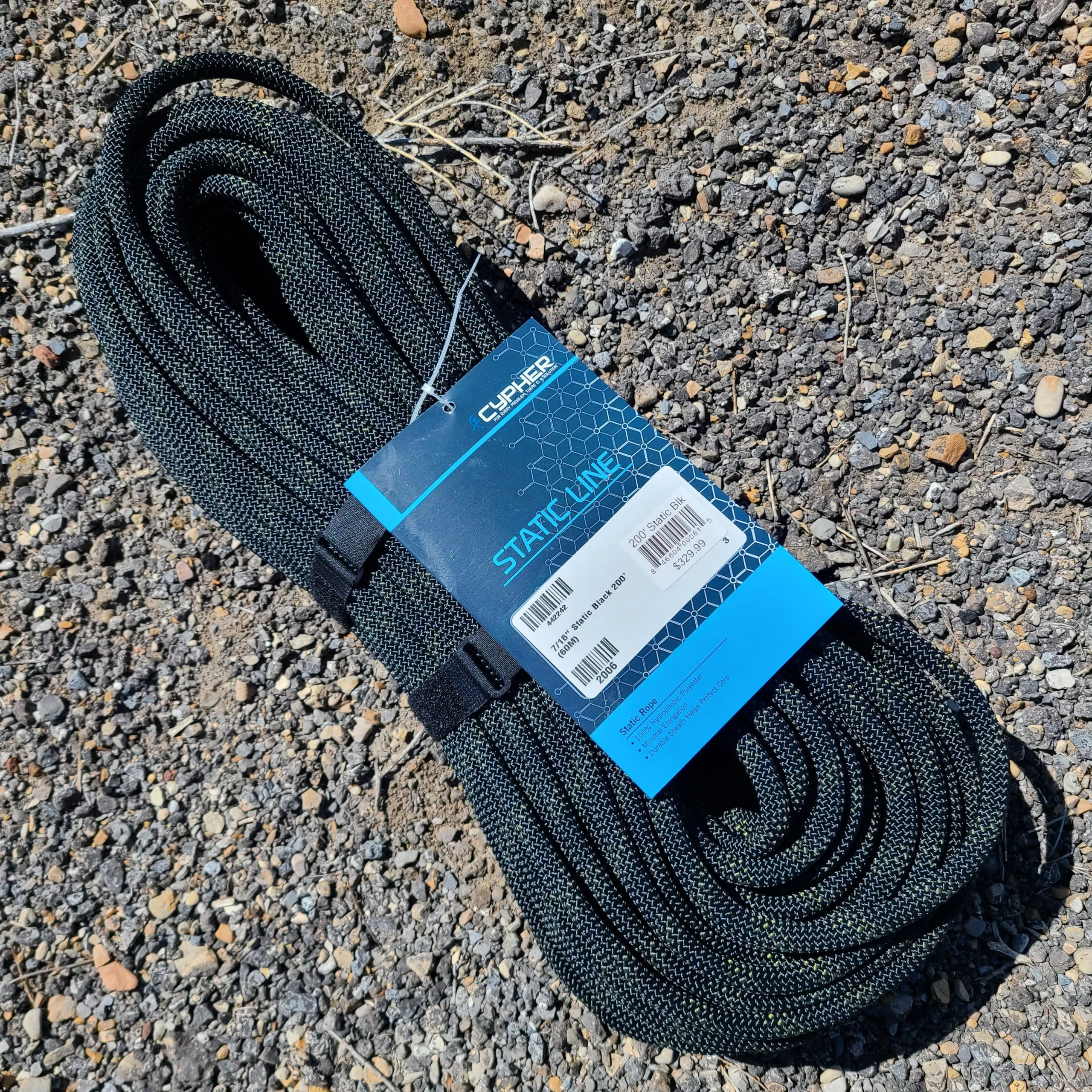 Cypher 7/16″ Static Black Rappelling/Swat Rope 200′