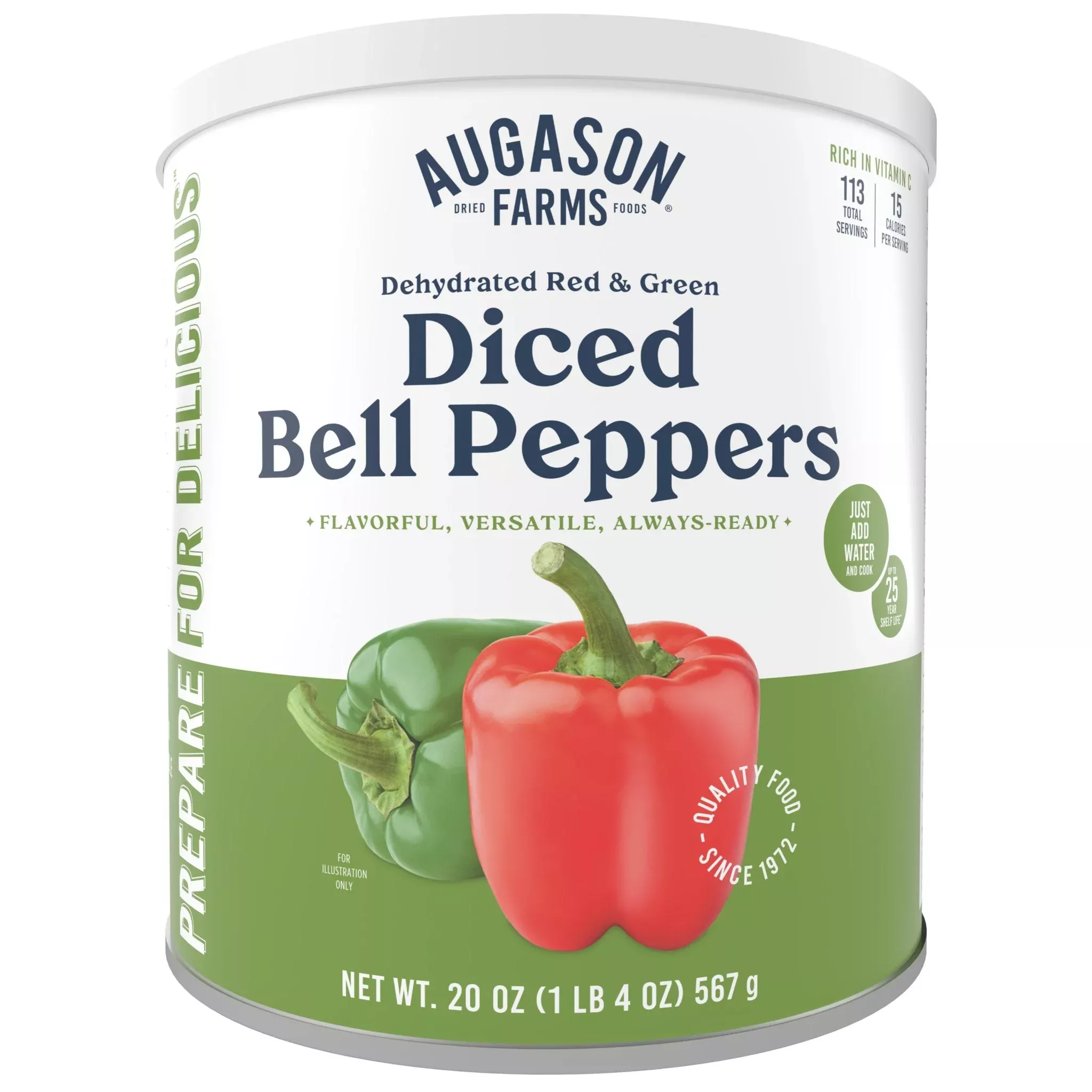 Dehydrated Red and Green Diced Bell Peppers Can, 113 Servings