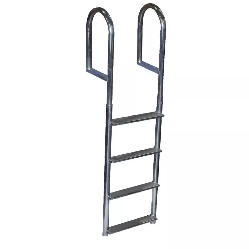 Dock Edge Welded Aluminum Fixed Wide Step Ladder - 4-Step - DE2044F