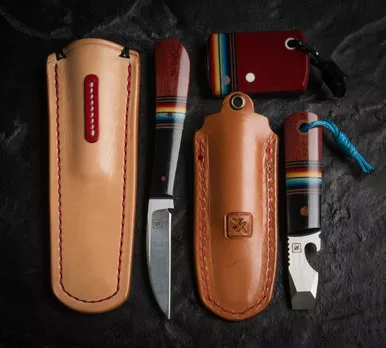 Double X Knives Fixed Blade - Pry Bar - Worry Stone EDC Kit