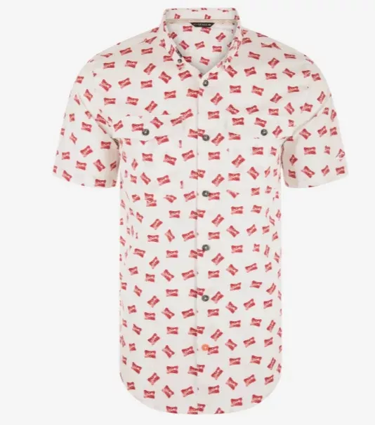 Drake Life Short Sleeve Print Shirt – Lightweight Poplin Button-Down
