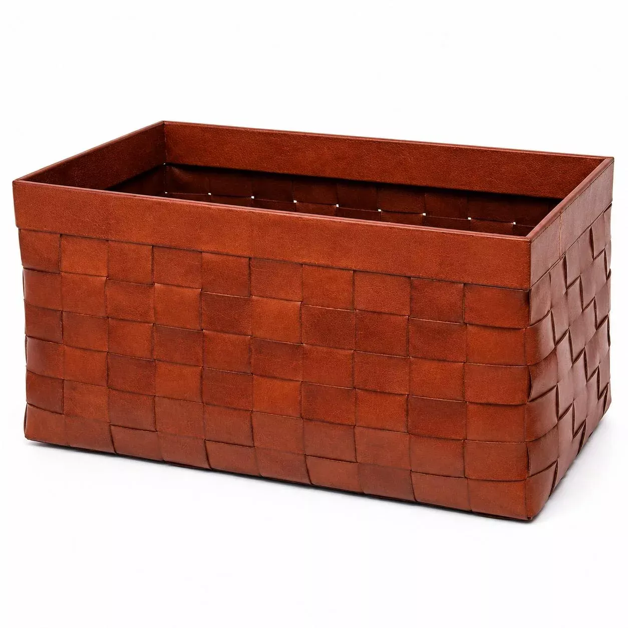 Effie Leather Woven Basket