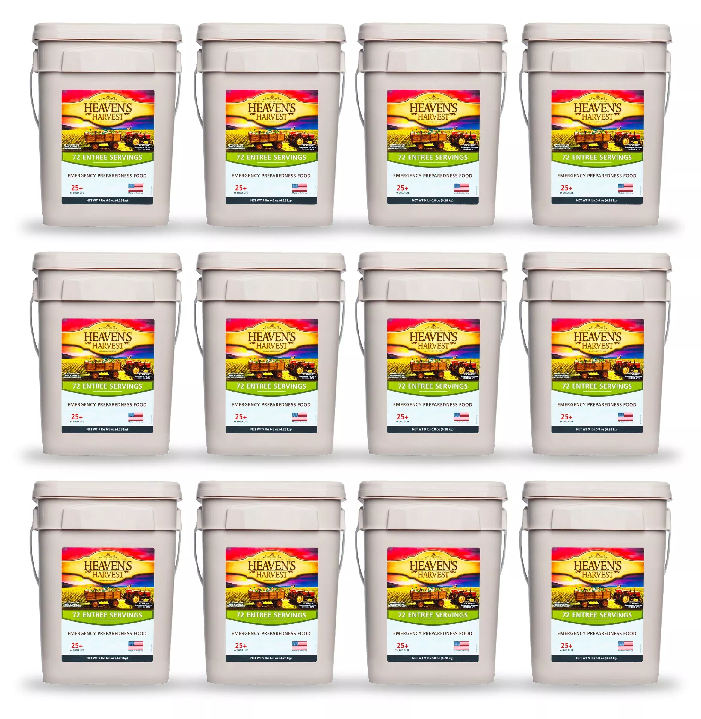Entree Bucket- 12 Pack - Emergency Survival Food Kit