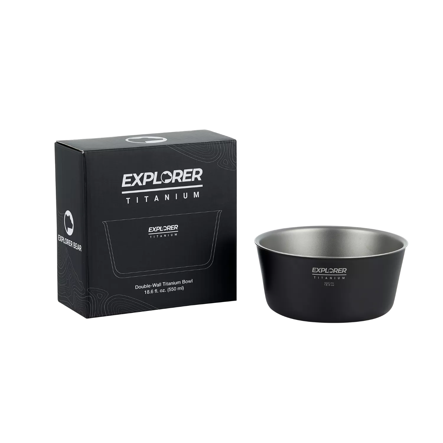Explorer Bear Black Titanium 550ml Double-Wall Bowl