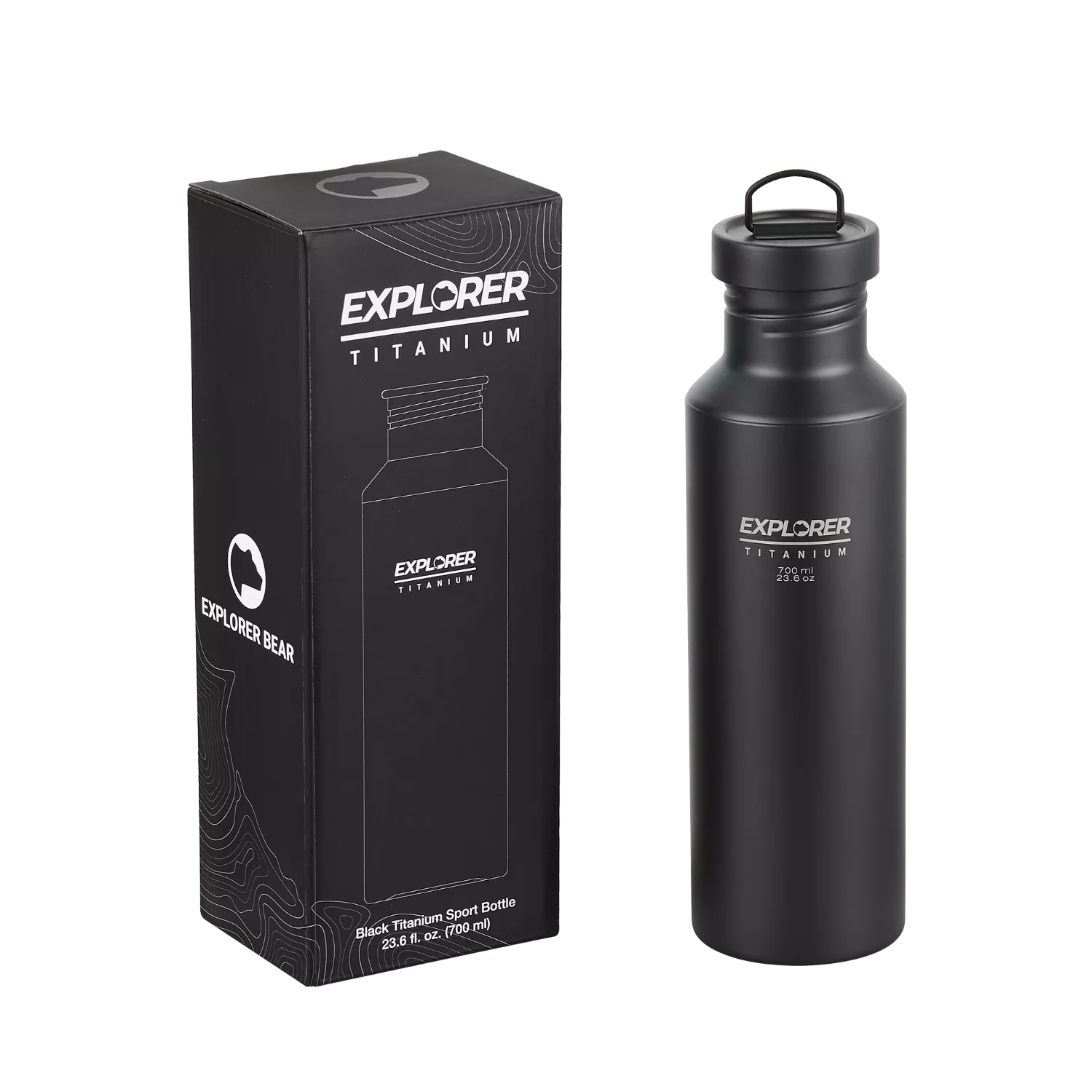 Explorer Bear Black Titanium 700ml Water Bottle