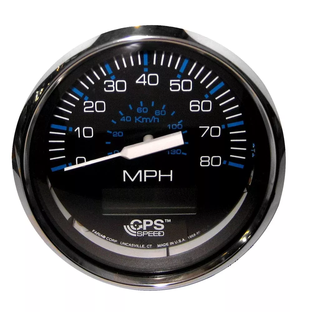 Faria Chesapeake Black 4″ Speedometer w/ LCD Heading Display – 80MPH (GPS)