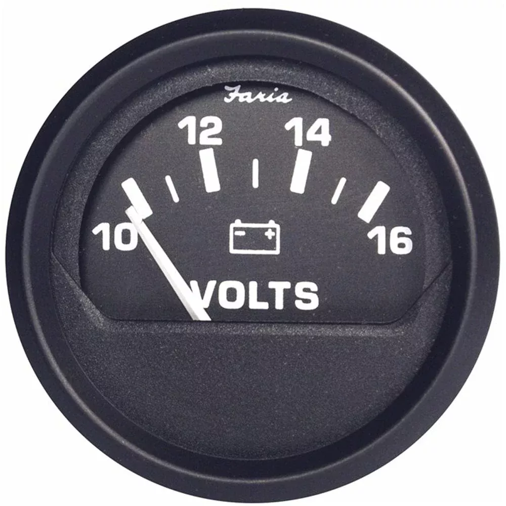 Faria Euro Black 2″ Voltmeter (10-16 V)