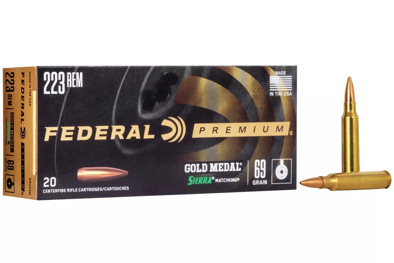 Federal  223 Rem 69 gr Sierra MatchKing BTHP Gold Medal 20/Box