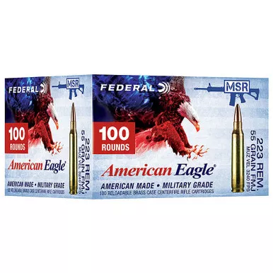 Federal AE223BL American Eagle 223 NATO 55 GR FMJ BT100 Rounds