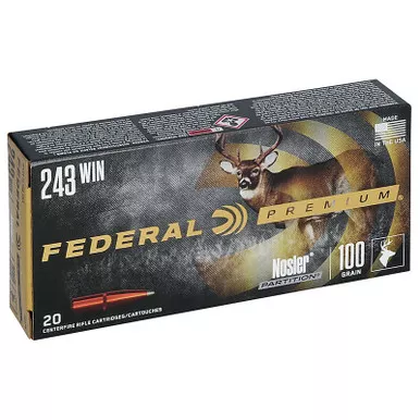 Federal P243E Premium 243 100 GR Nosler Partition 20 Rounds