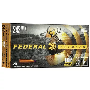 Federal P243J Premium 243 95 GR Nosler Ballistic Tip 20 Rounds