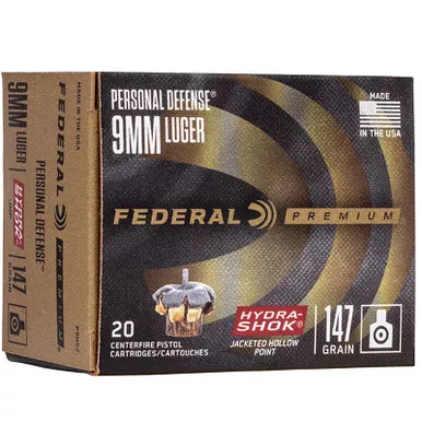 Federal P9HS2 PD 9mm 147 GR HS JHP 20 Rounds