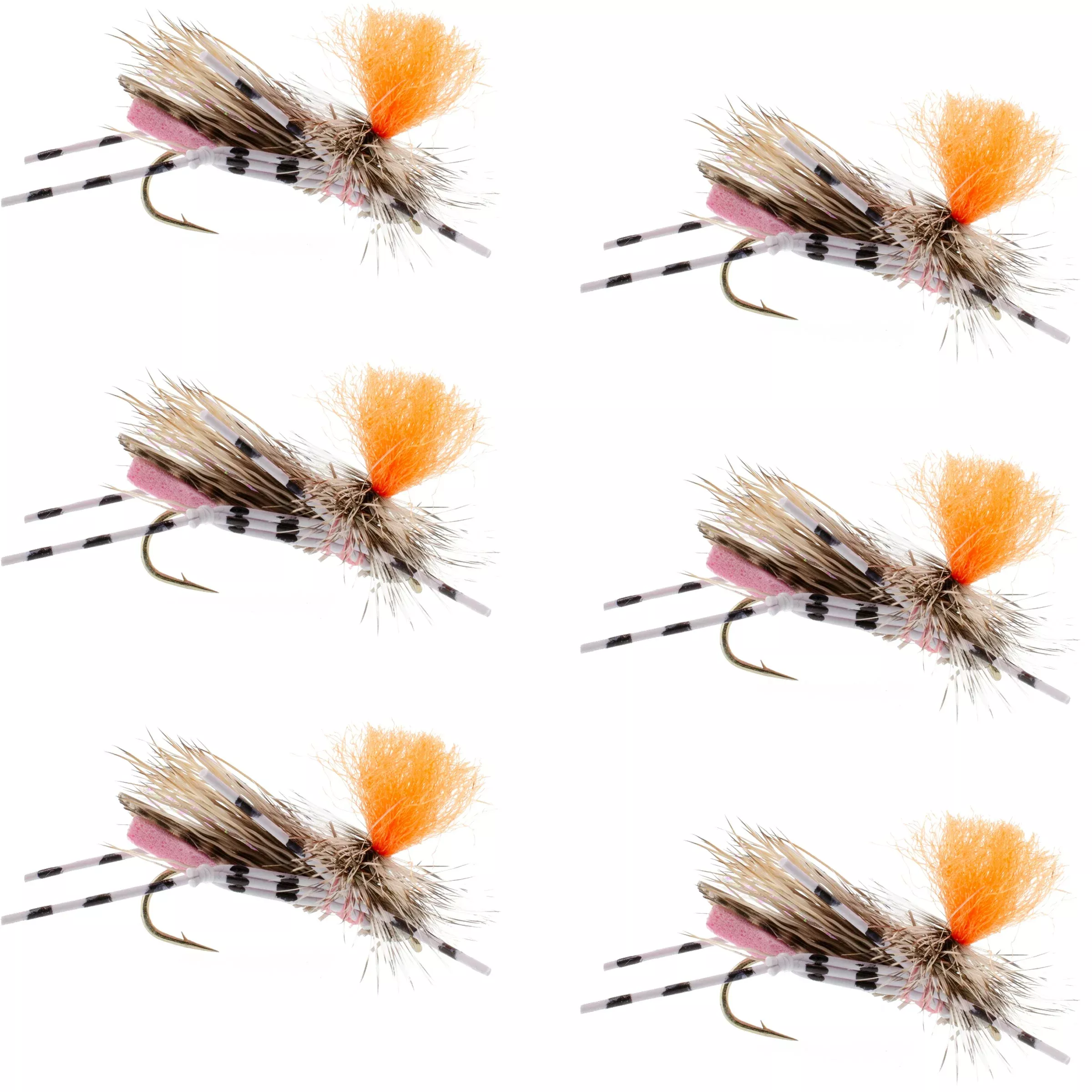Feth Hopper Pink – Foam Grasshopper Fly Pattern – 6 Flies Flies Hook Size 10
