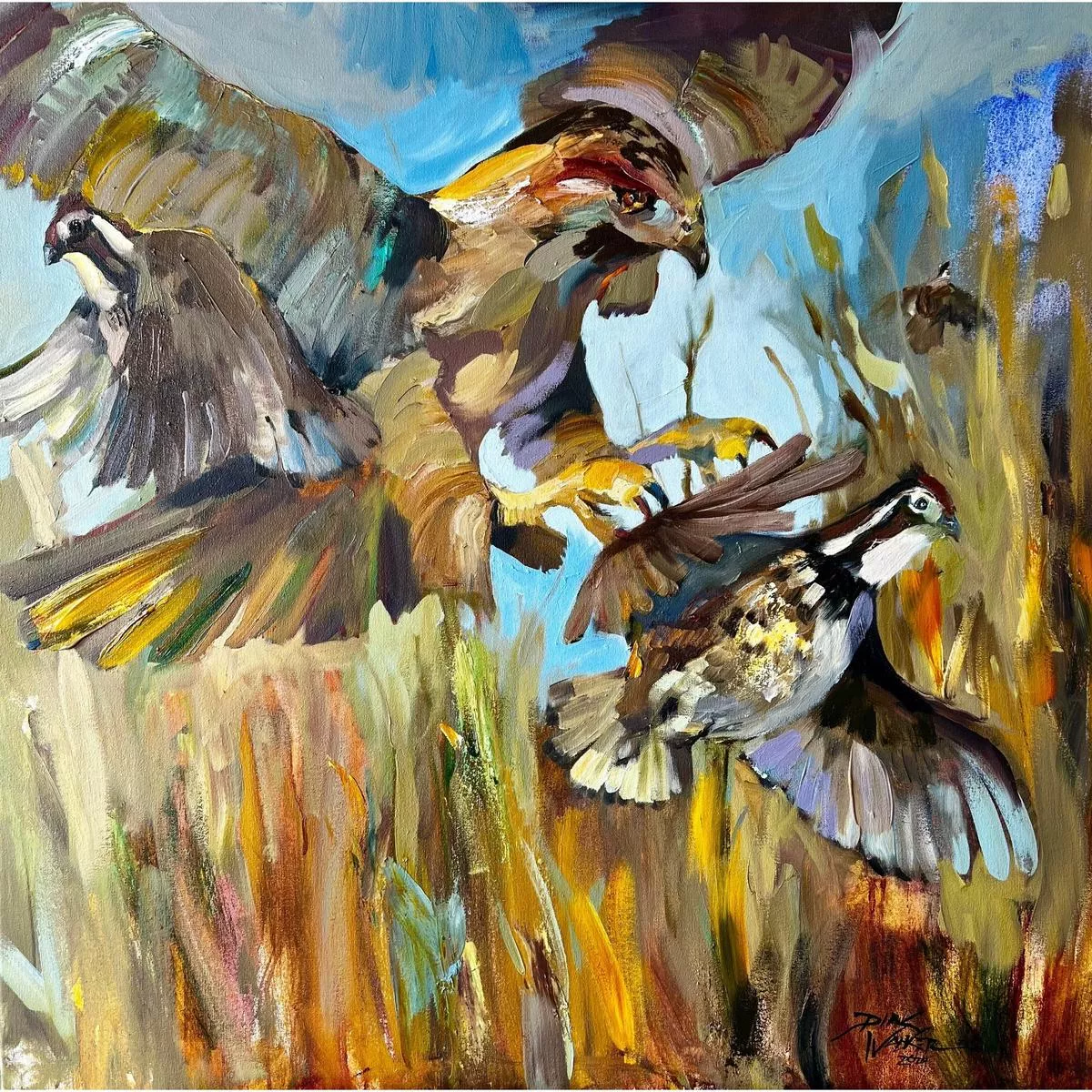 “Force of Nature – Hawk & Quail”Painting by Dirk Walker