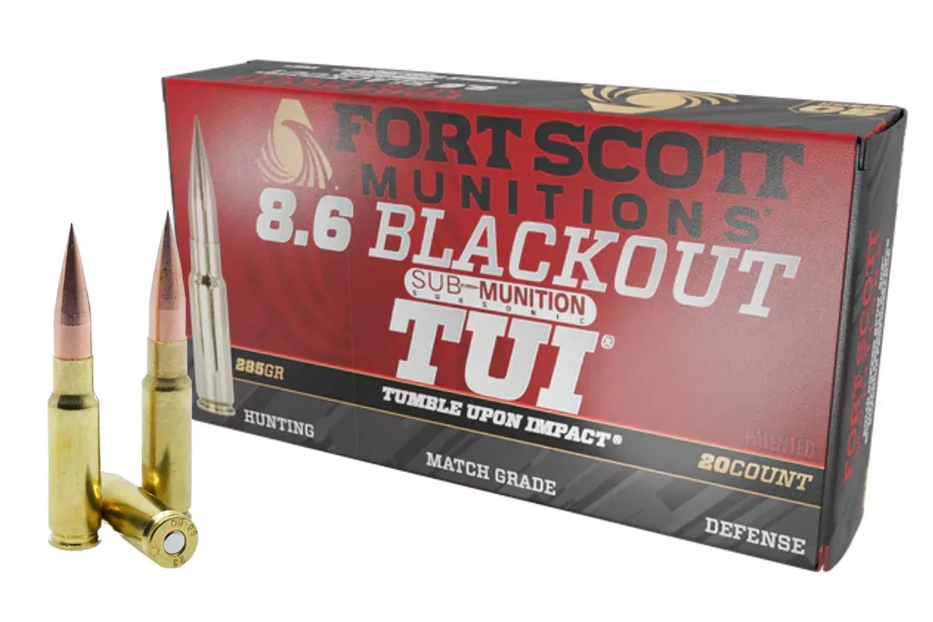 Fort Scott Munitions  8.6 Blackout 285 gr SCS TUI Subsonic 20/Box