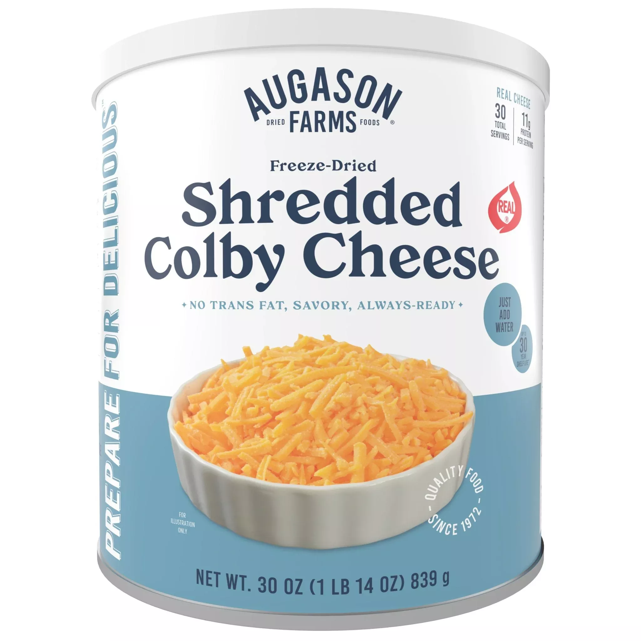 Freeze Dried Shredded Colby Cheese Can, 30 Servings