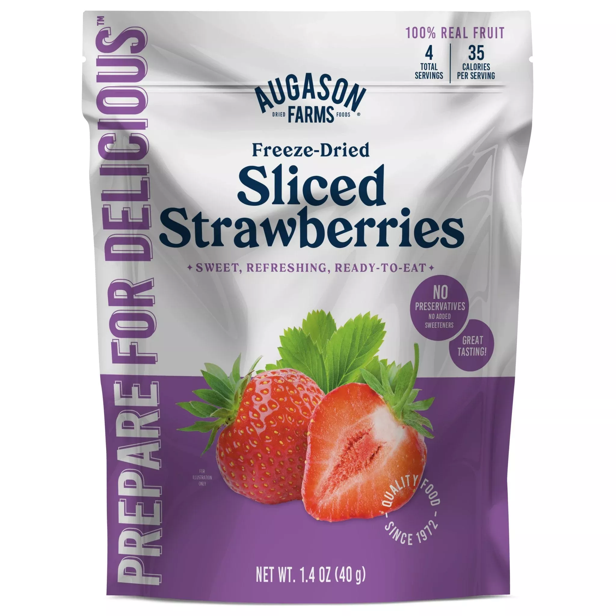 Freeze Dried Sliced Strawberries Pouch, 4 Servings (SC)