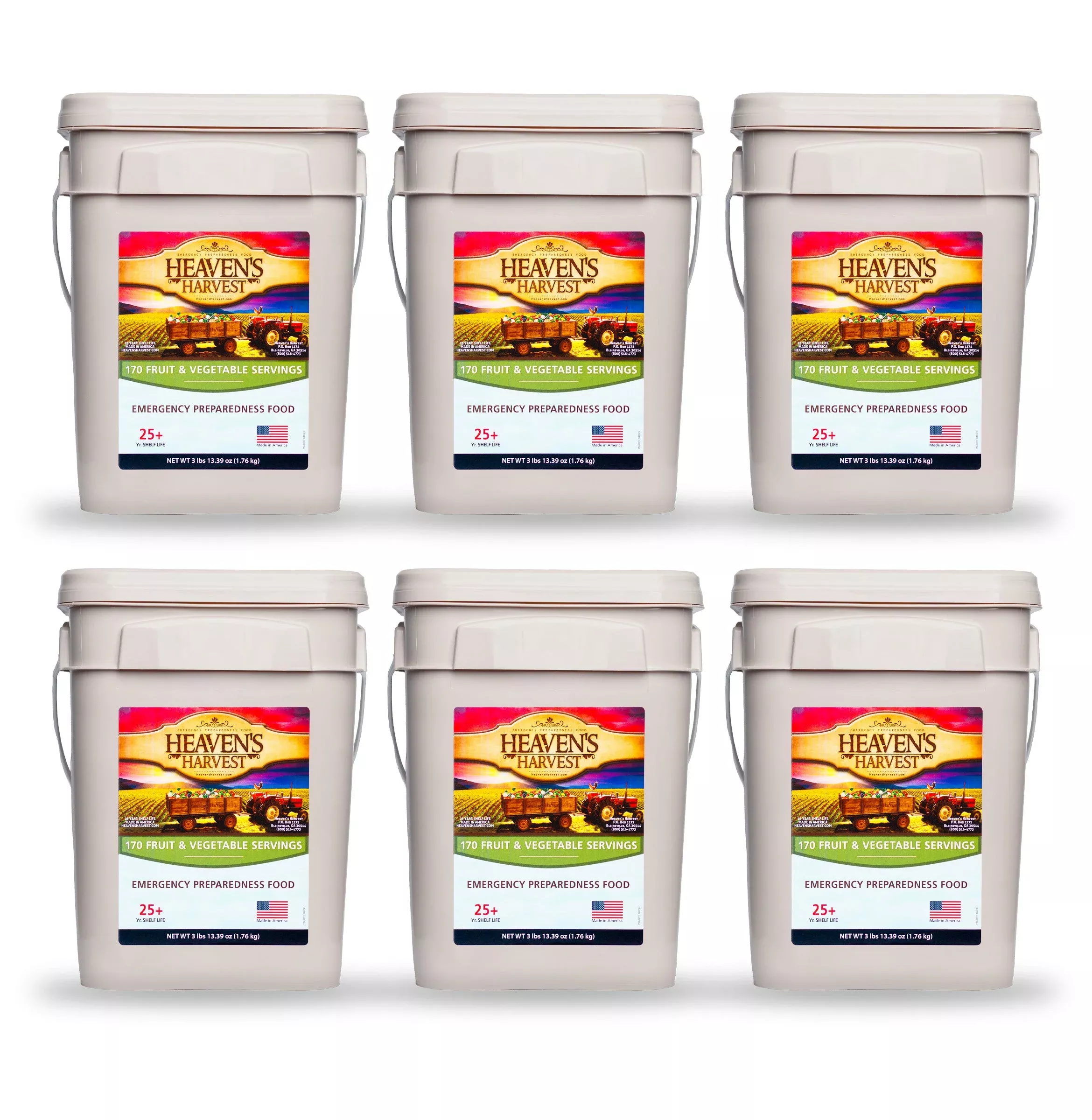 Fruit & Vegetable Bucket - 6 Pack - Emergency Survival Food Kit