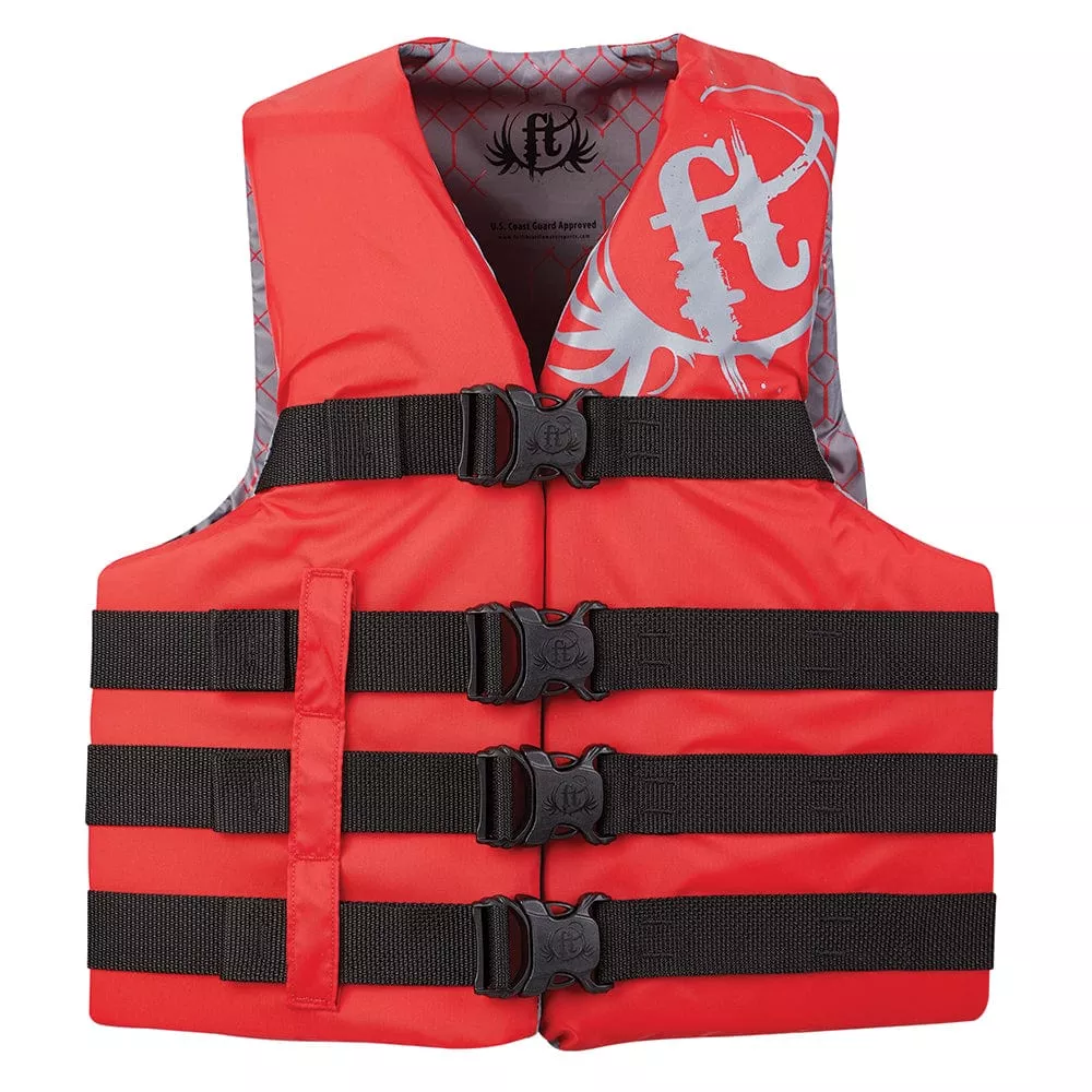 Full Throttle Teen Nylon Life Vest – 90lbs and Over – Red
