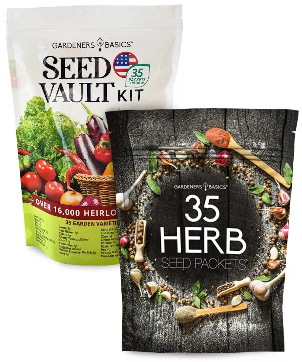 Gardeners Seed Vault Kit – 70 Varieties of Vegetable and Herb Seeds for Your Garden
