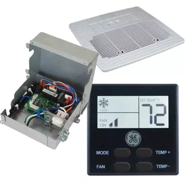 GE Appliances Ducted Upgrade Kit w/ Ceiling Assembly, Control Box, and Black Thermostat• RVAC-DKITB