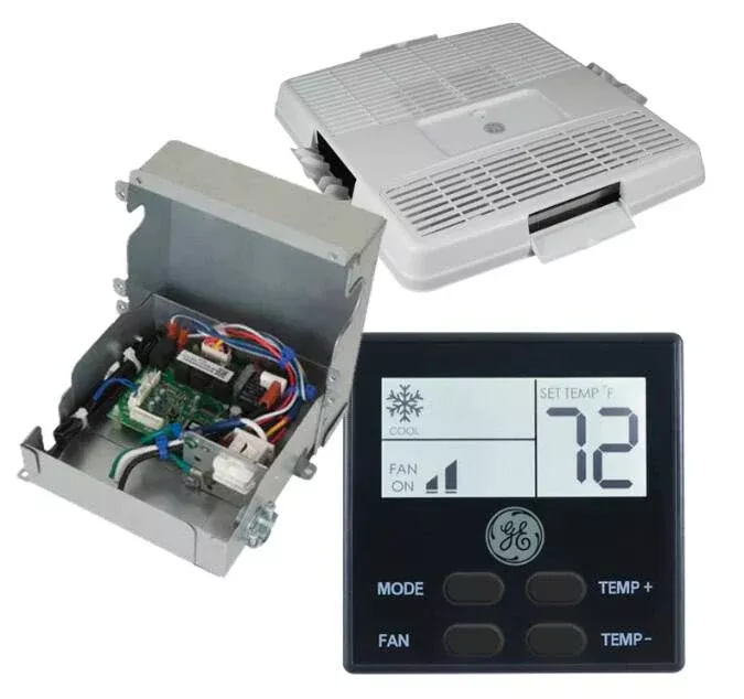 GE Appliances Non-Ducted Upgrade Kit w/ Ceiling Assembly, Control Box, and Black Thermostat• RVAC-NKITB