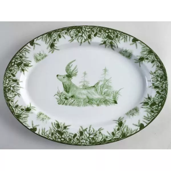 Green Deer 16" Oval Platter