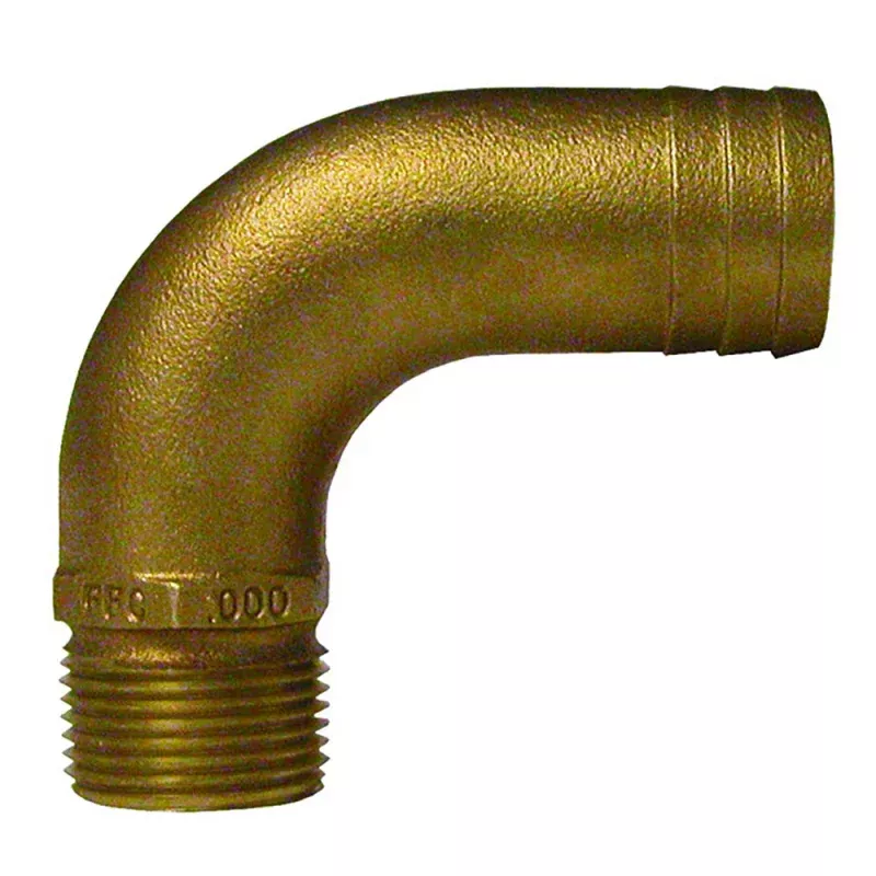 GROCO 1/2″ NPT x 3/4″ ID Bronze Full Flow 90° Elbow Pipe to Hose Fitting