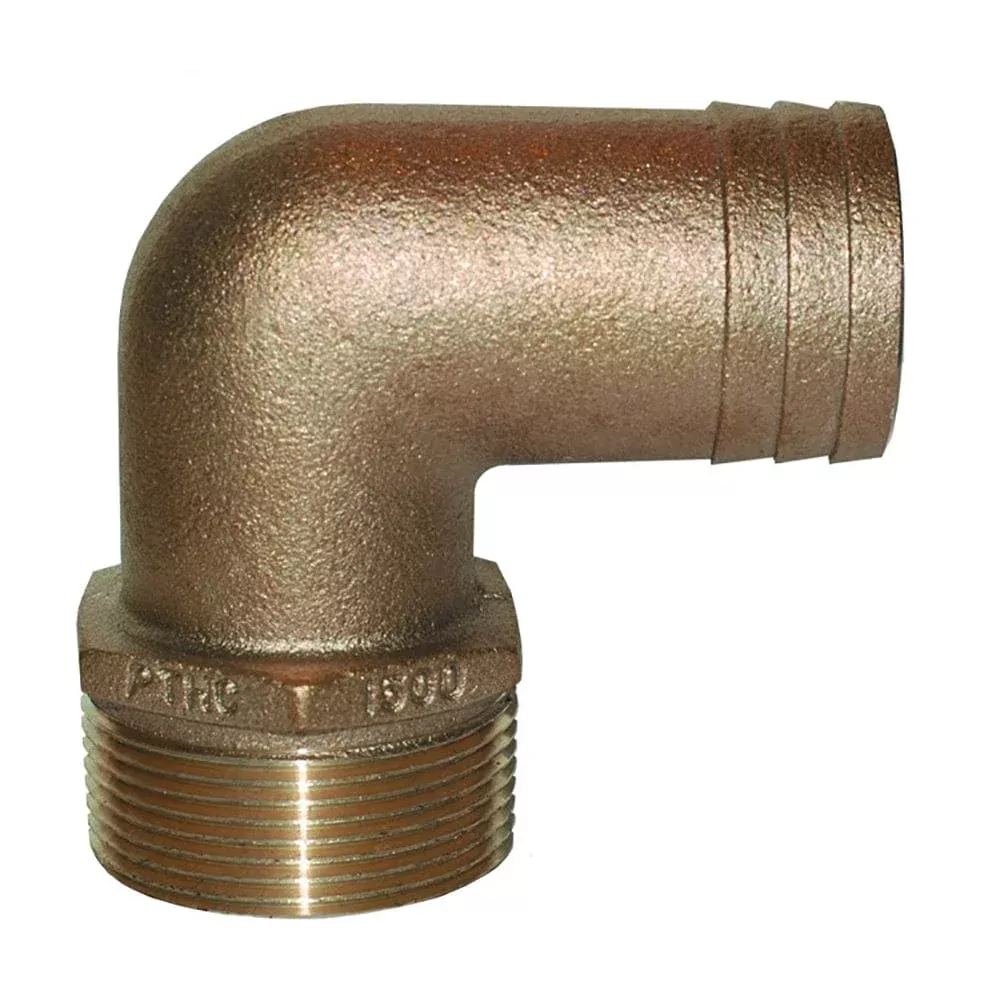 GROCO 1″ NPT x 1″ ID Bronze 90 Degree Pipe to Hose Fitting Standard Flow Elbow