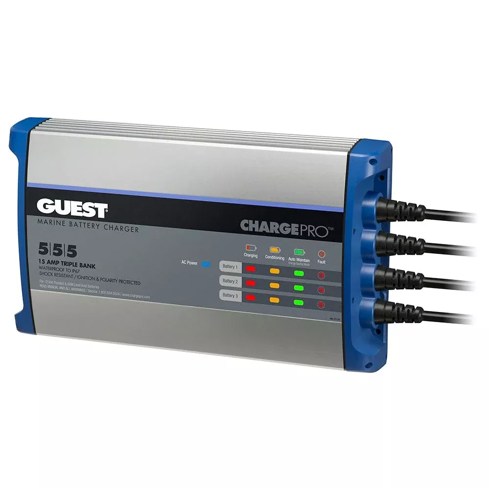 Guest On-Board Battery Charger 15A / 12V – 3 Bank – 120V Input