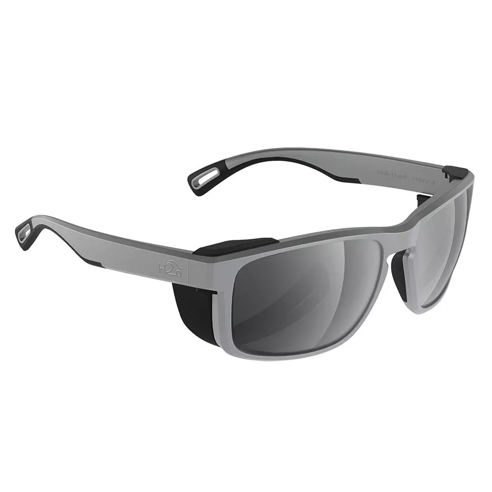 H2Optix Reef Sunglasses Matt Grey, Grey Silver Flash Mirror Lens Cat.3 – AntiSalt Coating w/Floatable Cord