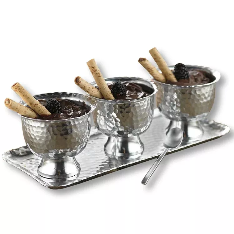 Hammered Bowl and Tray Set