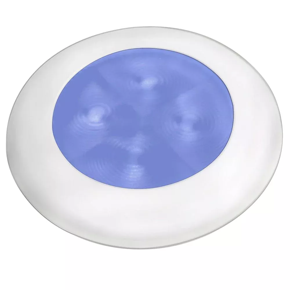 Hella Marine Blue LED Round Courtesy Lamp – White Bezel – 24V [980503241]