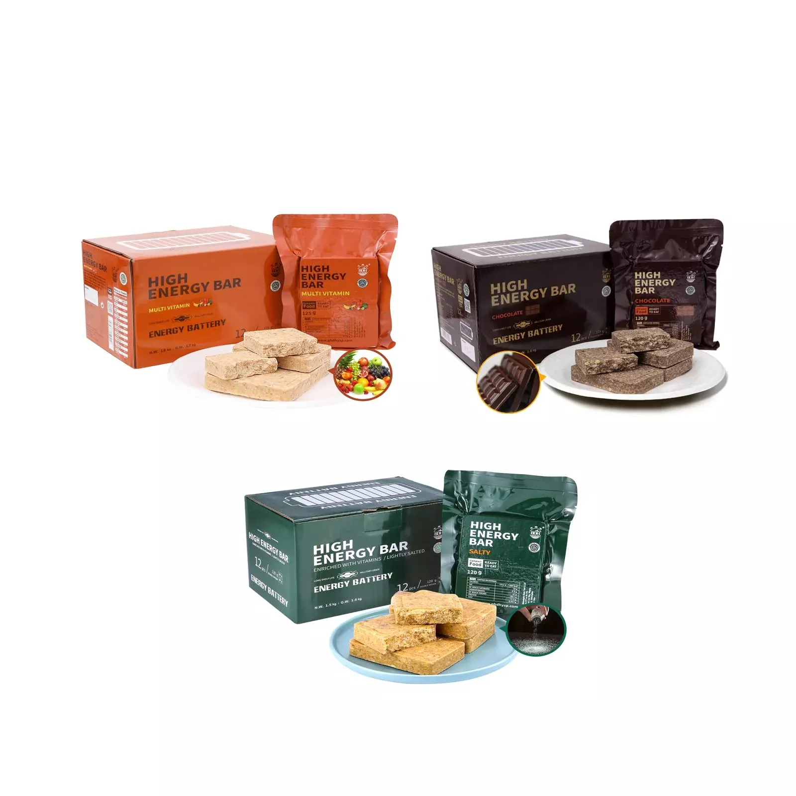 High Energy Ration Bars - Preparedness Kit (Variety 3 Pack)