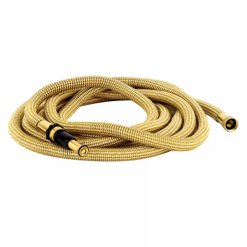 HoseCoil 75 Expandable PRO w/Brass Twist NozzleNylon Mesh Bag – Gold/White