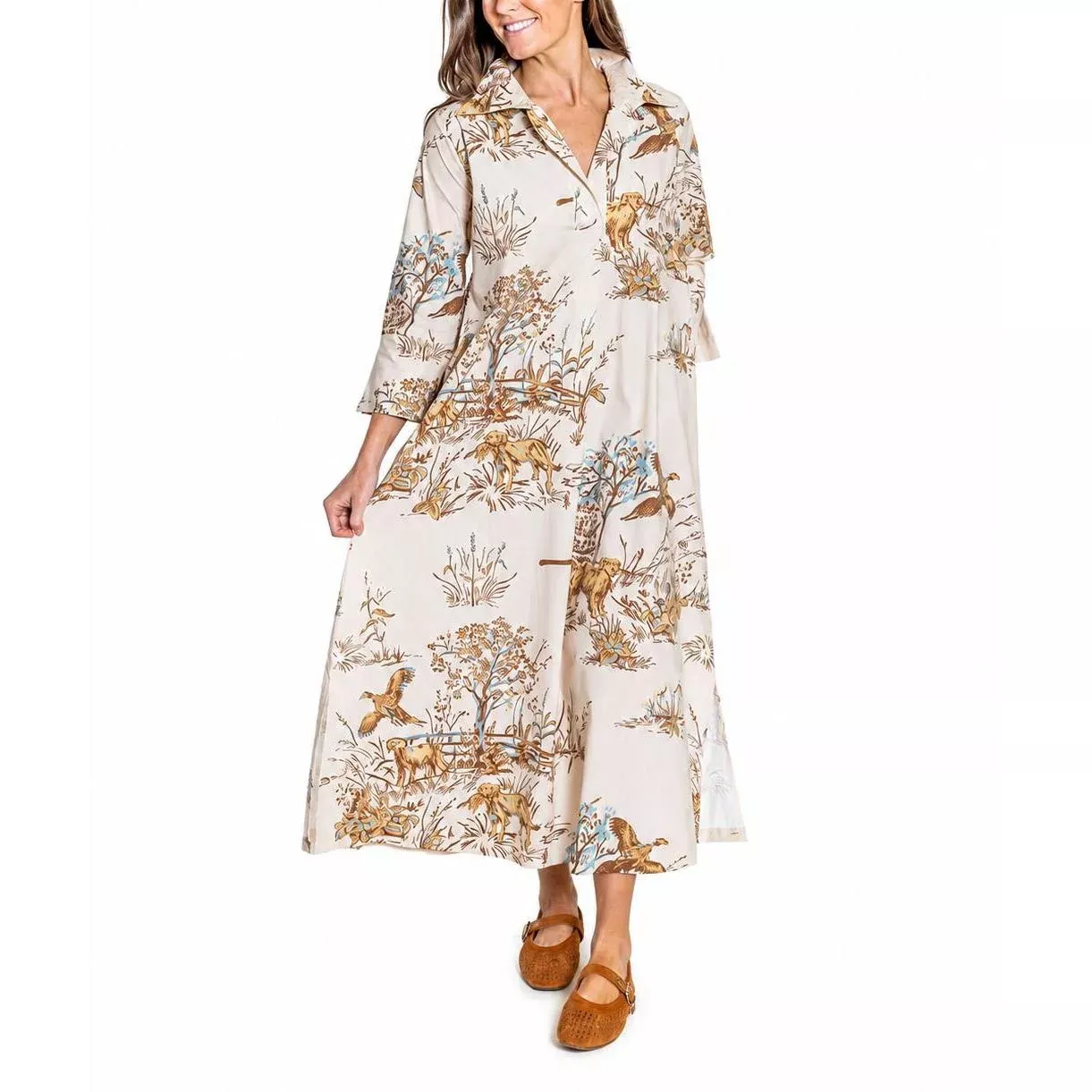 House of MBR Maple Field & Feather Ruthie Shirt Dress Long