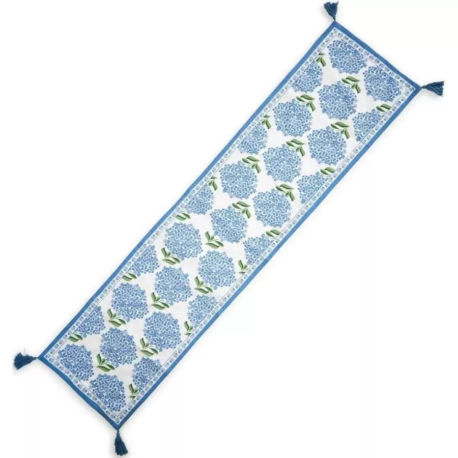 Hydrangea Table Runner with Tassel Accents