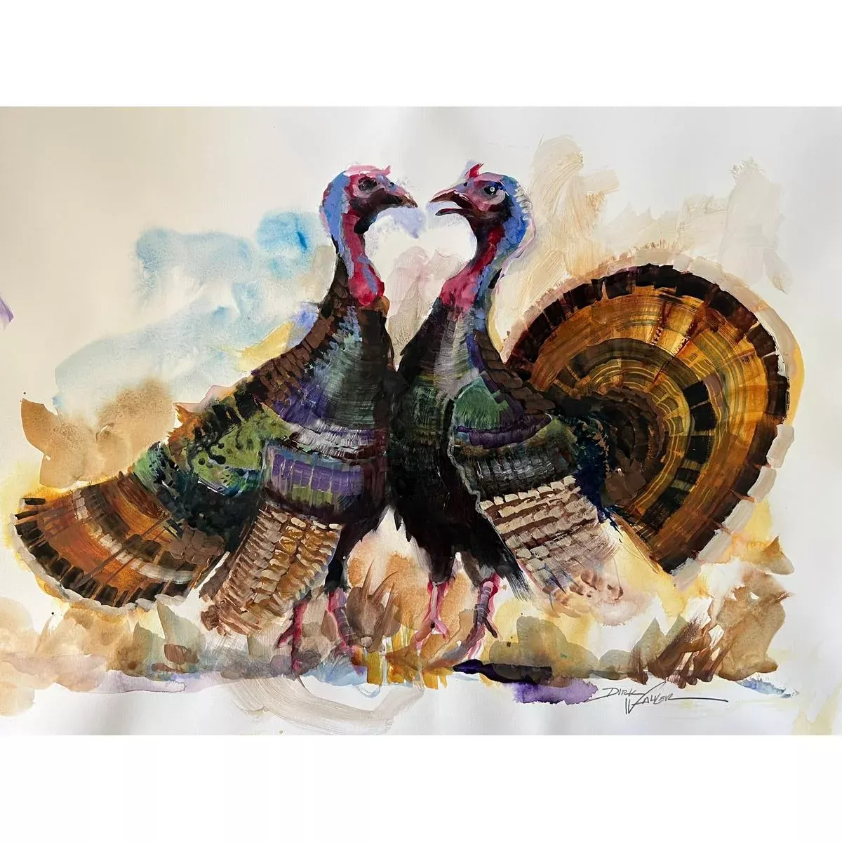 “I Wish You Would Court My Girl Wild Turkeys” Painting By Dirk Walker