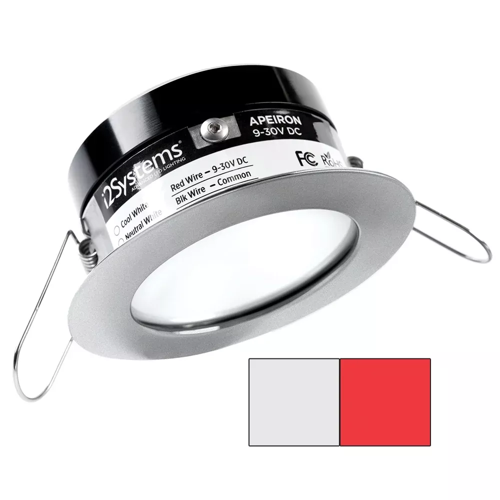 i2Systems Apeiron PRO A503 – 3W Spring Mount Light – Round – Cool WhiteRed – Brushed Nickel Finish