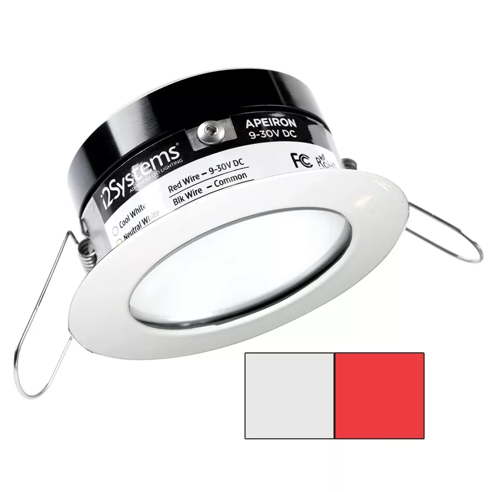 i2Systems Apeiron PRO A503 – 3W Spring Mount Light – Round – Cool WhiteRed – White Finish