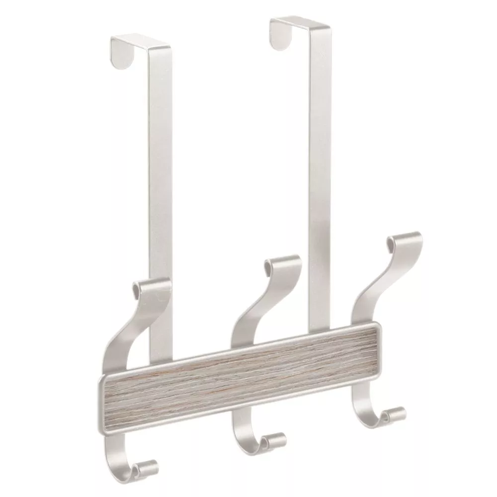iDesign Over the Door 3 Hook Rack, Gray
