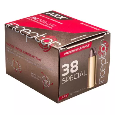 Inceptor 38ARXBRS920 PD 38 Special 77 GR ARX 20 Rounds