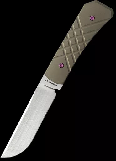 Jack Wolf Knives Pioneer FIXedc Titanium Cross Hatch 2 Fixed Blade