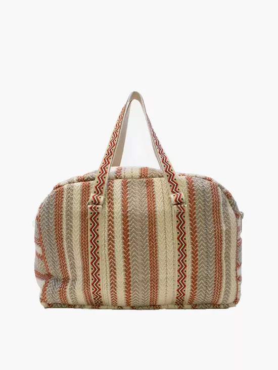 Jen & Co Hope Striped Weekender Rust Bag