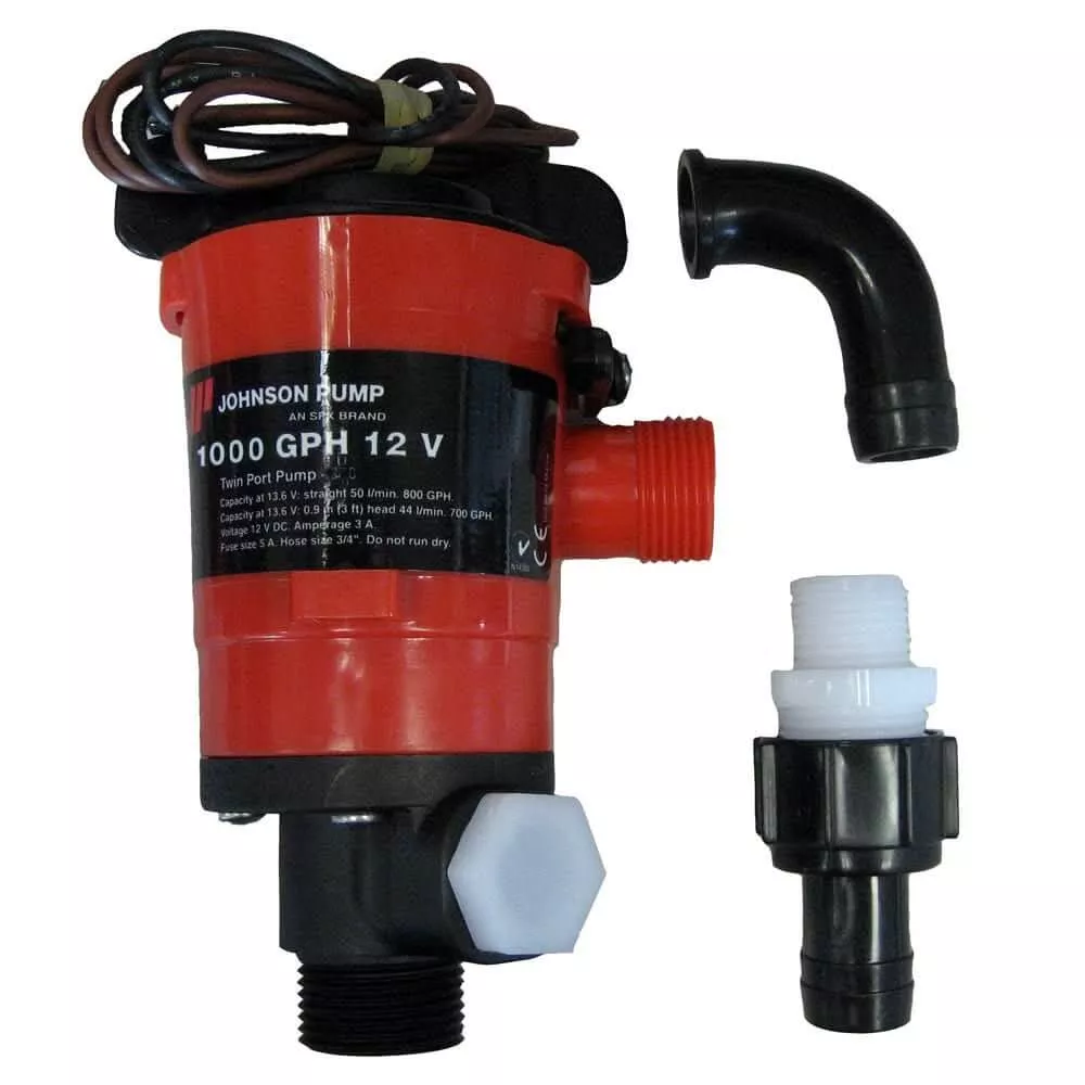 Johnson Pump Twin Port 1000 GPH Livewell Aerating Pump – 12V [48903]