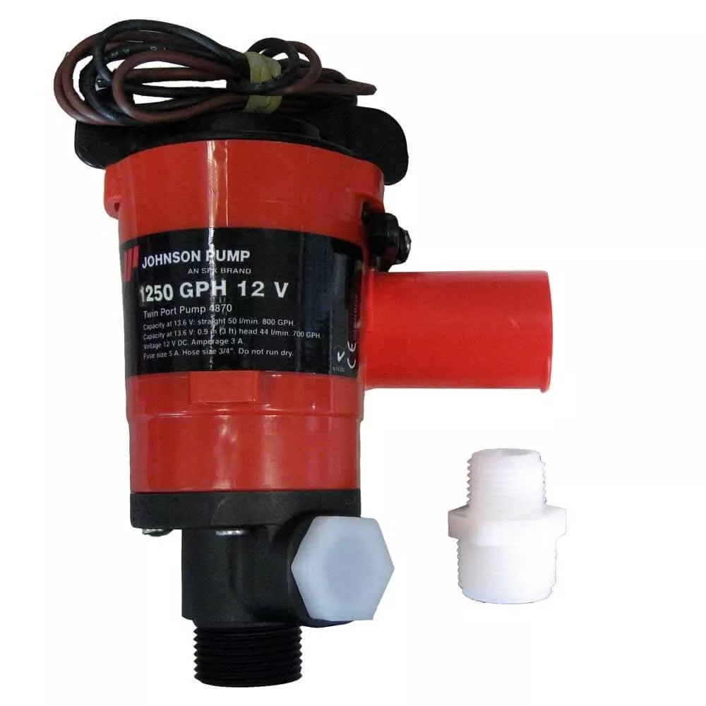 Johnson Pump Twin Port 1250 GPH Livewell Aerating Pump – 12V [48103]