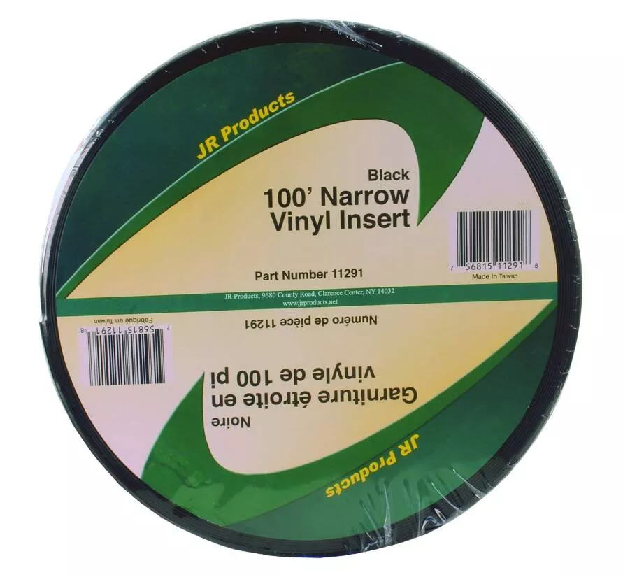 JR Products 100' Black Vinyl Narrow Trim Insert• 11291